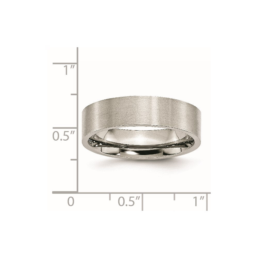 Stainless Steel Brushed 6mm Flat Band Size - 7.5