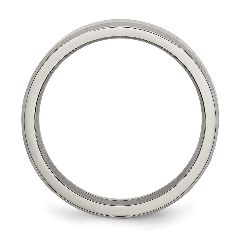 Titanium Polished 6mm Beveled Edge Band Size - 11
