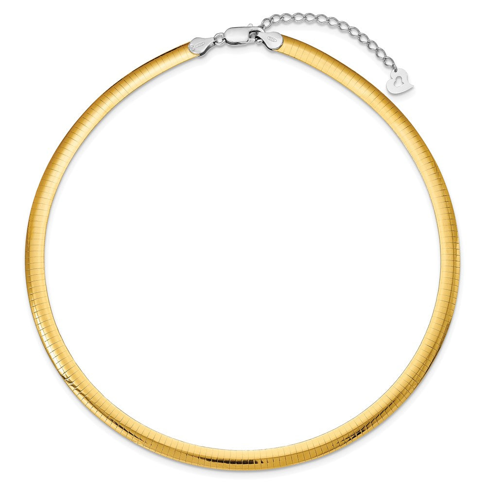 Sterling Silver Gold-plated 6mm Reversible w/2in ext Cubetto Chain 18 Inches