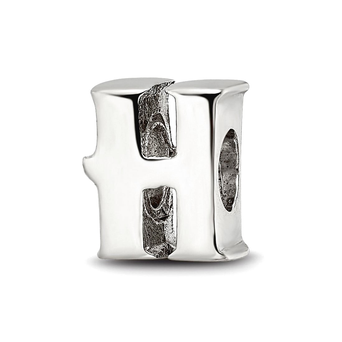 925 Sterling Silver Polished Reflections SimStars Letter Name Personalized Monogram Initial H Bead Charm 9.09x8.18mm Wid