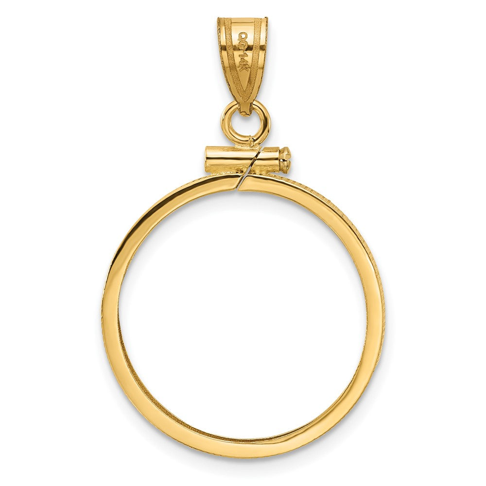Wideband Distinguished Coin Jewelry 14k Polished 20.2mm x 2.1mm Screw Top Coin Bezel Pendant
