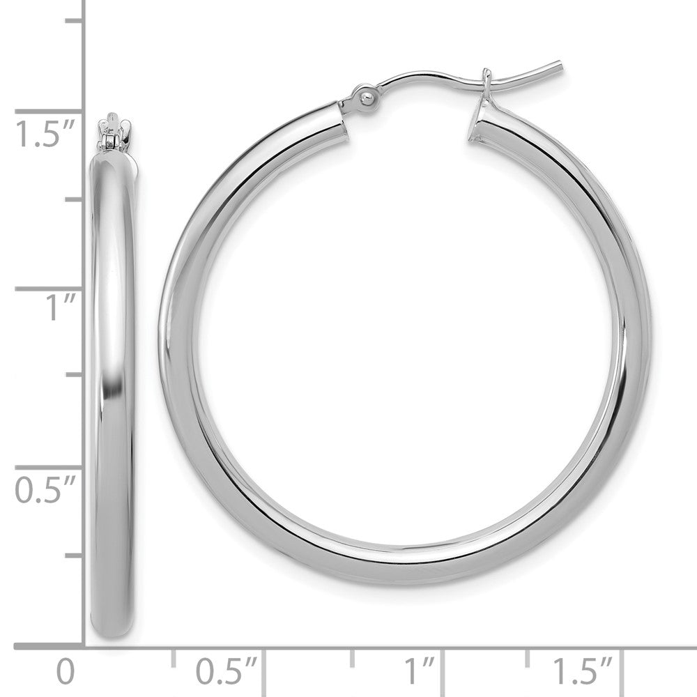 10K White Gold Polished Hinged Hoop Earrings