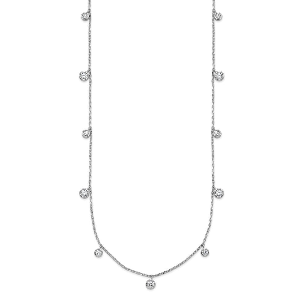 Sterling Shimmer Sterling Silver Rhodium-plated CZ 9 Stone 9 Station 16 inch with 2 inch Extension Necklace 16 Inches