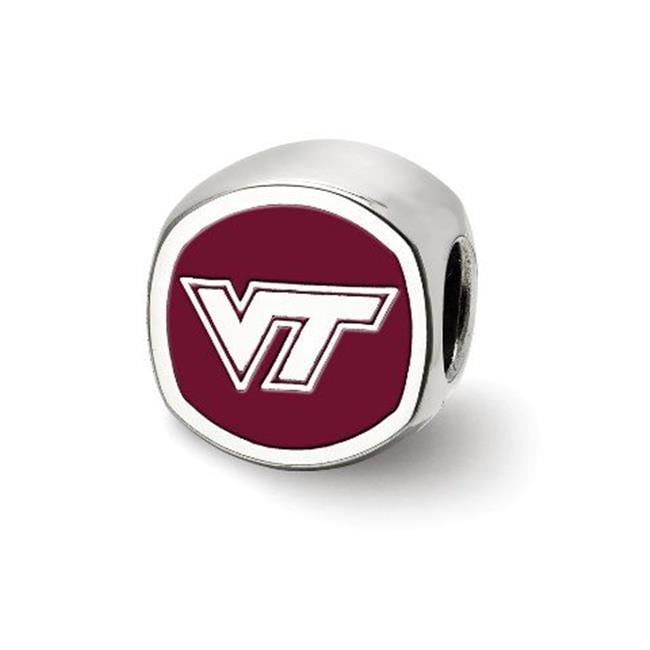 Sterling Silver Rhodium-plated LogoArt Virginia Tech V-T Enameled Double Logo Bead QSS501VTE