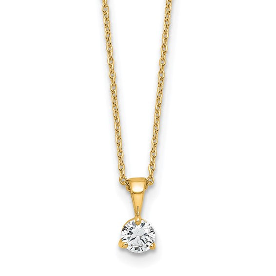 14k 1/3 carat Lab Grown Diamond VS/SI+ G+ Three Prong 18 inch Complete Solitaire Pendant Necklace