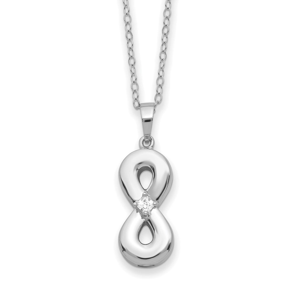 Sentimental Expressions Sterling Silver Rhodium-plated CZ Infinity Ash Holder 18 Inch Necklace 18 Inches