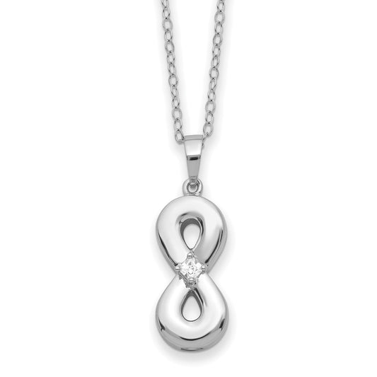 Sentimental Expressions Sterling Silver Rhodium-plated CZ Infinity Ash Holder 18 Inch Necklace 18 Inches
