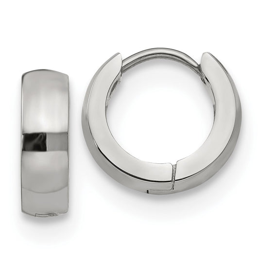 Stainless Steel Polished 4mm Hinged Hoop Earrings