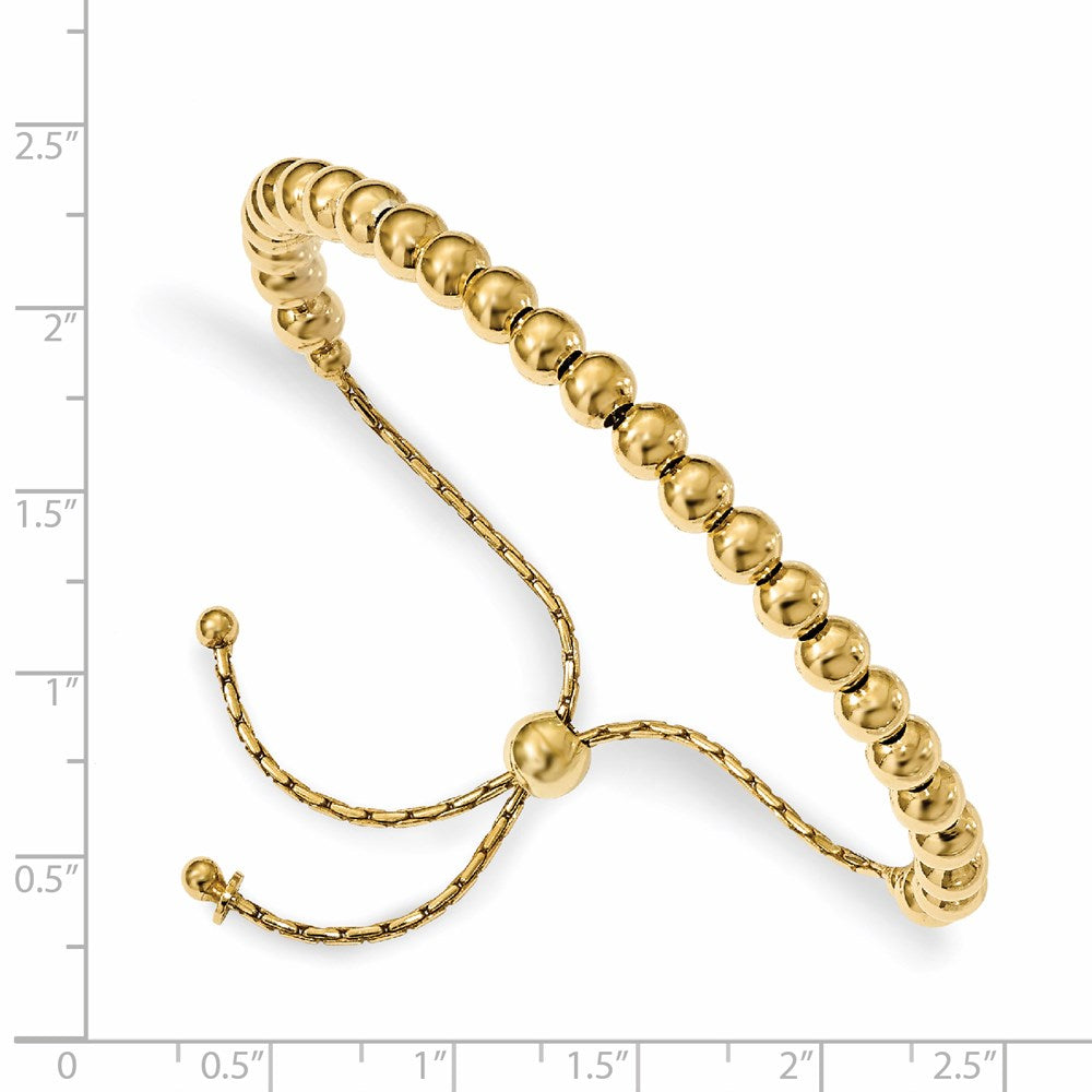 Sterling Silver Gold-tone Polished Beaded Adjustable Bracelet 9  inches