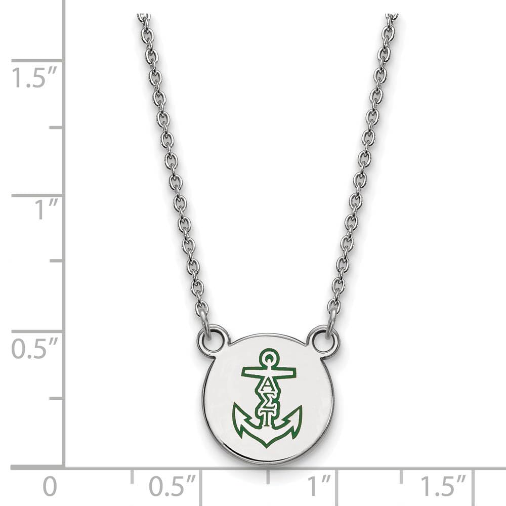 LogoArt SS044ALS-18 Sterling Silver Alpha Sigma Tau Extra Small Enameled Pendant with Necklace