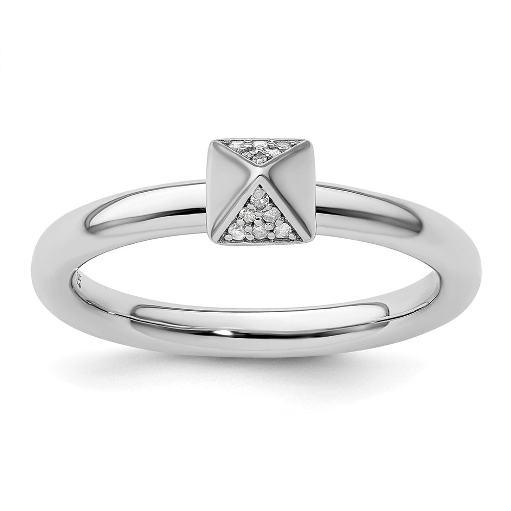 Sterling Silver Stackable Expressions Diamond Ring Size -9