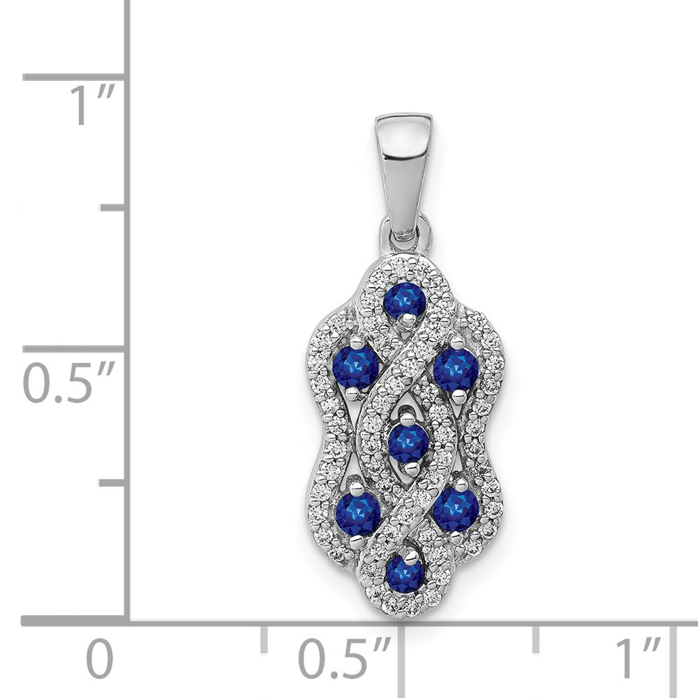 14k White Gold Diamond and Sapphire Fancy Twisted Pendant