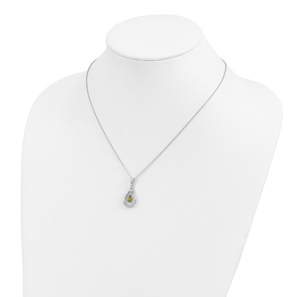 Sentimental Expressions Sterling Silver Rhodium-plated Aug. CZ Stone Never Forget Tear 18in Birthstone Necklace 18 Inches