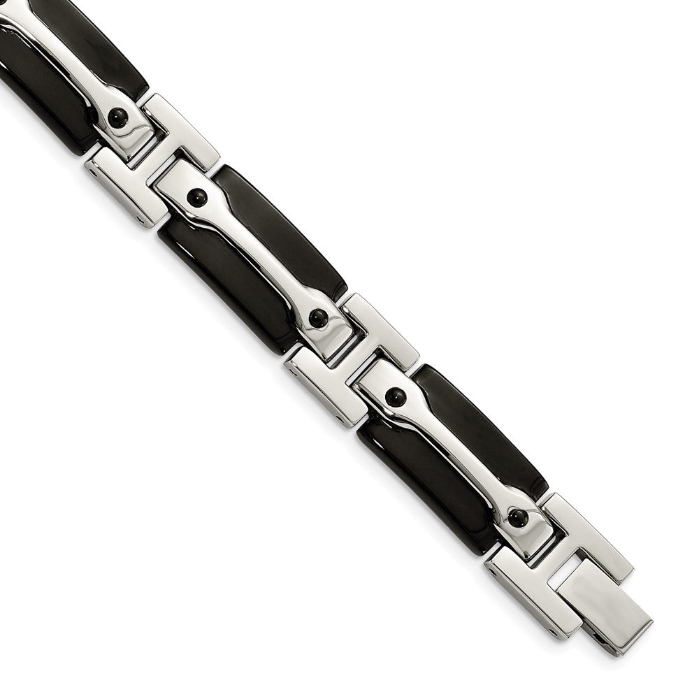 Stainless Steel Polished Black IP-plated 9in Bracelet 9 inches