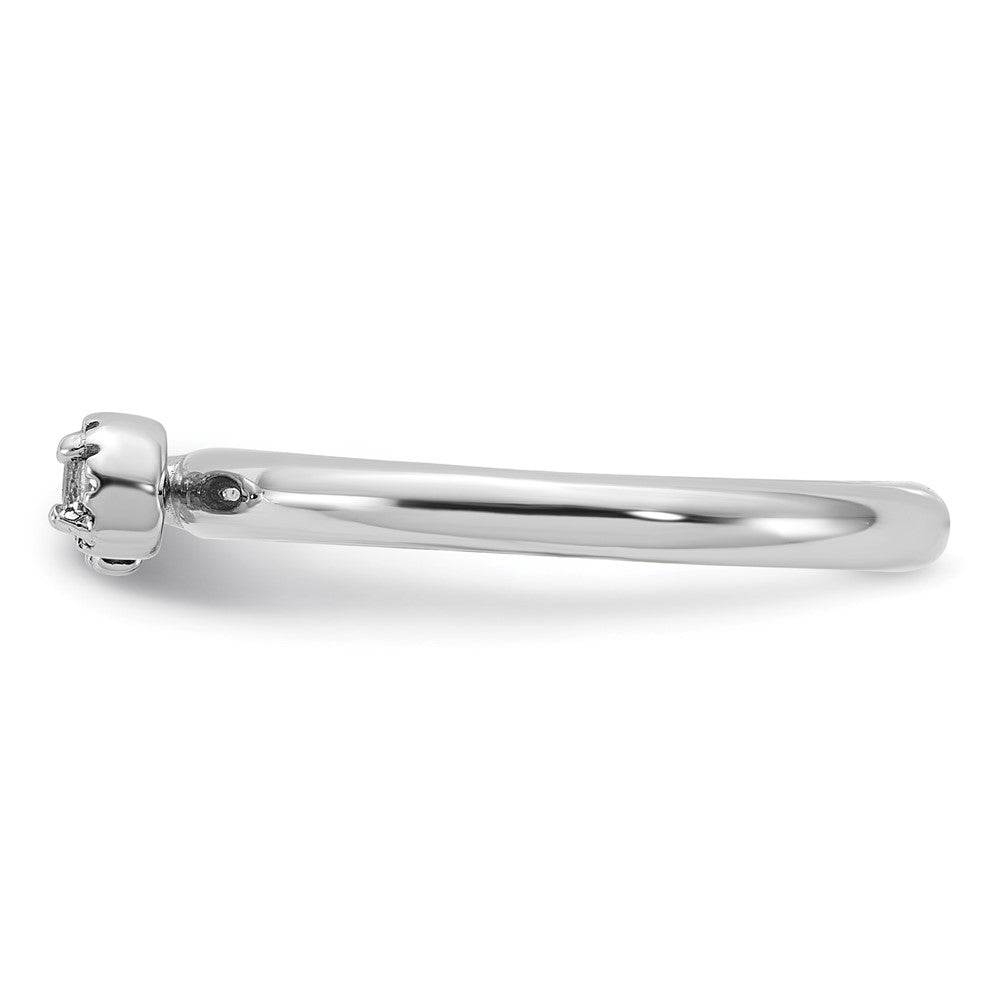 Sterling Silver Stackable Expressions Rhodium-plated White Topaz Key Ring Size -10