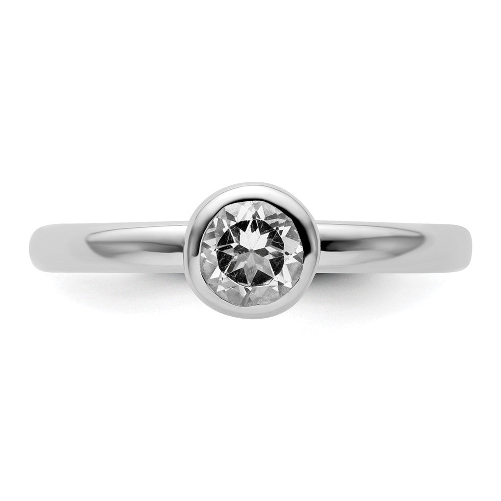 Sterling Silver Stackable Expressions Low 5mm Round White Topaz Ring Size -9