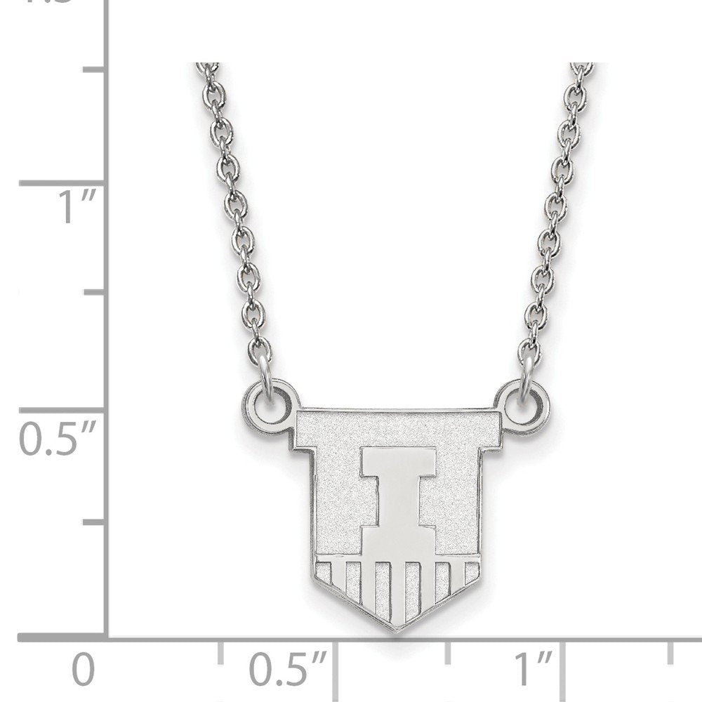 Sterling Silver Official Licensed Collegiate 18in University of Illinois (UI) Small Pendant w/Necklace