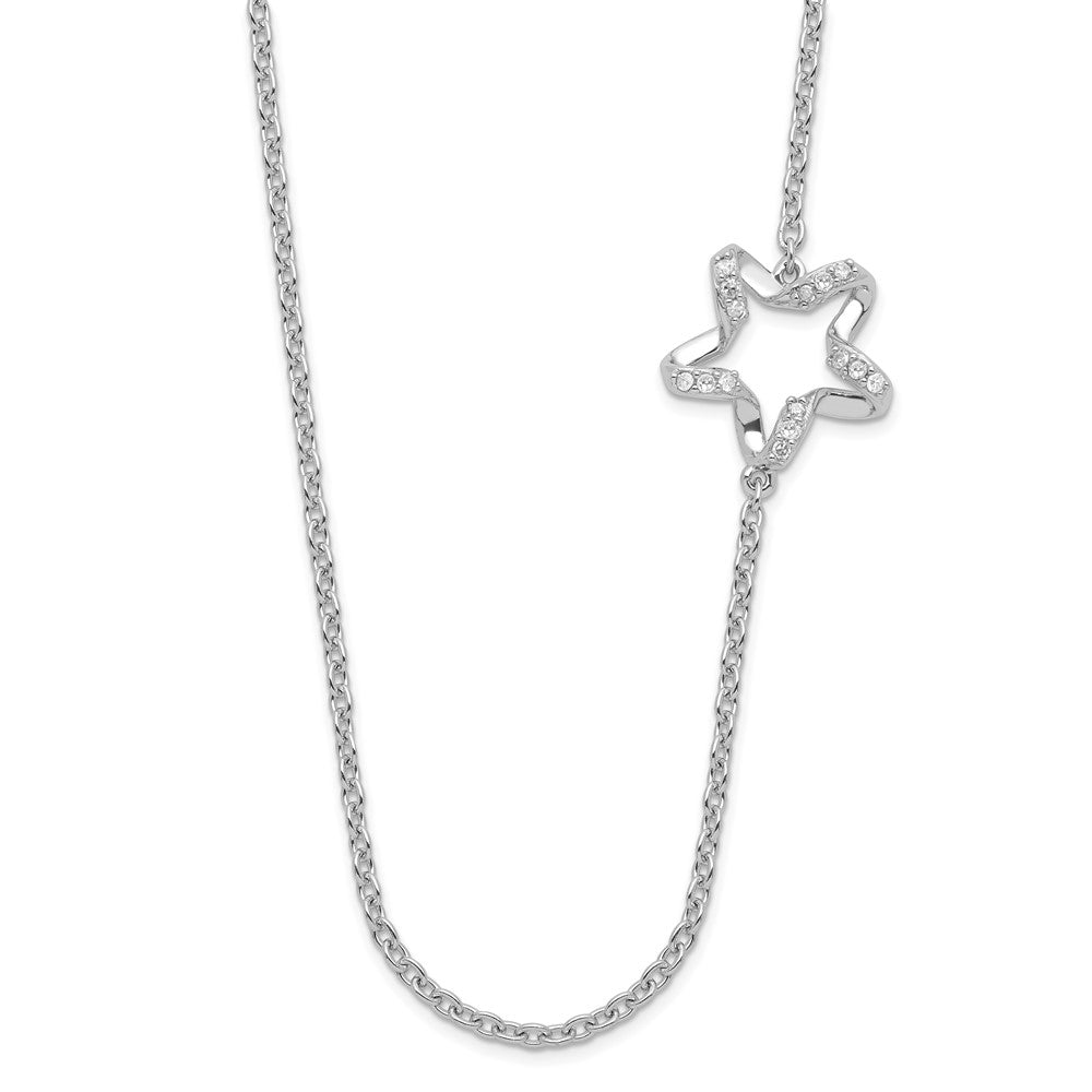 Sterling Silver Polished Diamond Twisted Star Necklace