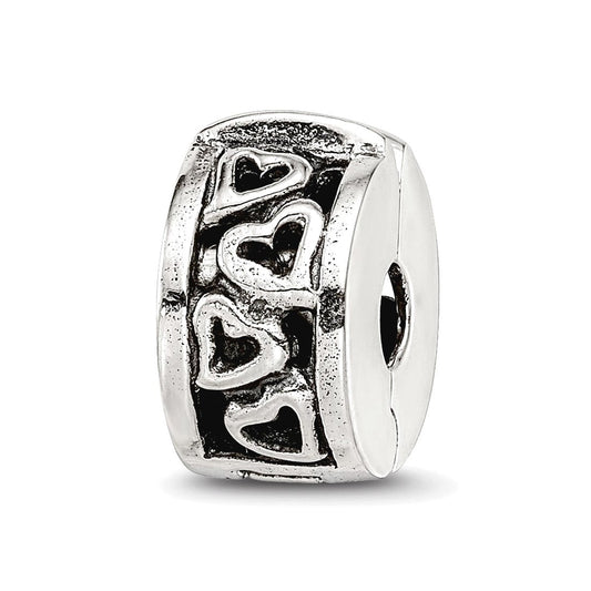 Sterling Silver Reflections Hinged Hearts Clip Bead