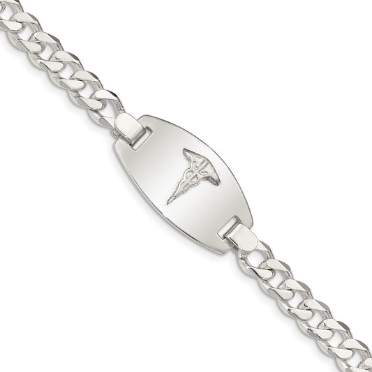 Sterling Silver Medical Jewelry Curb Link Bracelet 8.25 inches