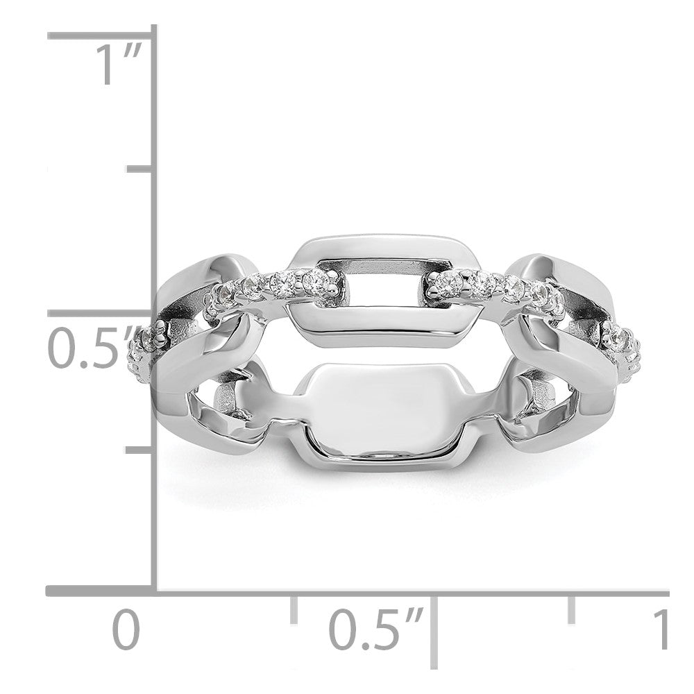 Cheryl M Sterling Silver Rhodium-plated Polished CZ Link Ring