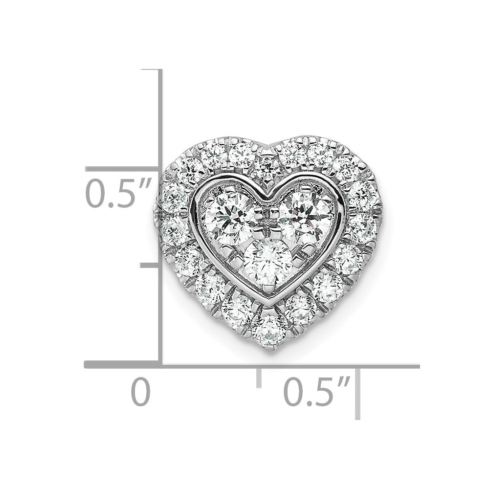 14k White Gold 7/8 carat Lab Grown Diamond VS/SI+ G+ Halo Heart Chain Slide Pendant
