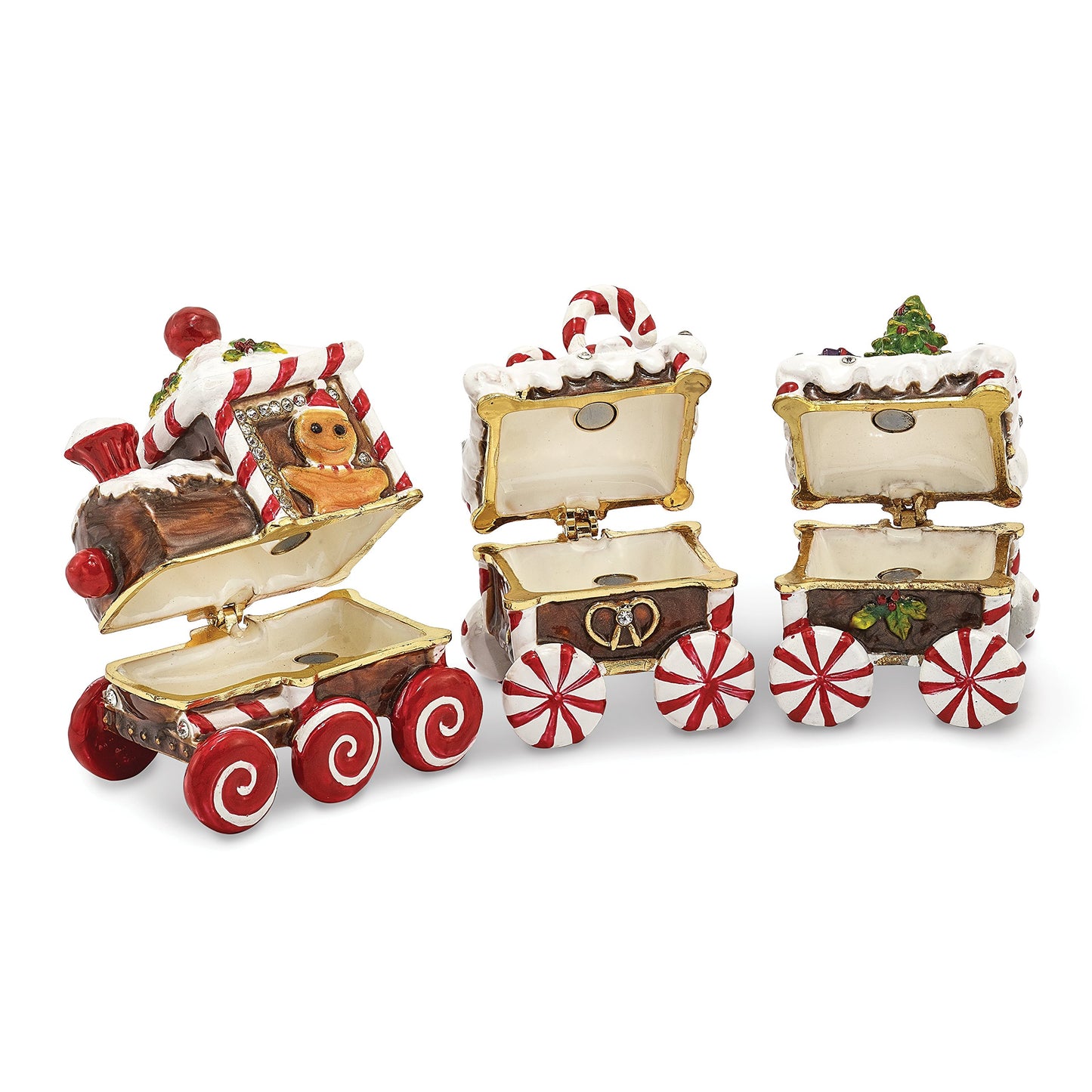 Pewter Candy Cane Train Trinket Box