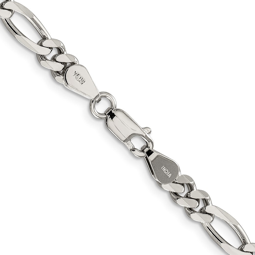Sterling Silver Rhodium-plated 5.25mm Figaro Chain 22 Inches