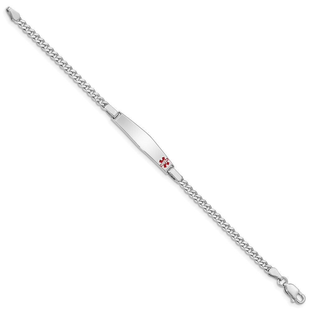 Sterling Silver Rhod-plated Children's Medical ID Bracelet w/Curb Link 6 inches
