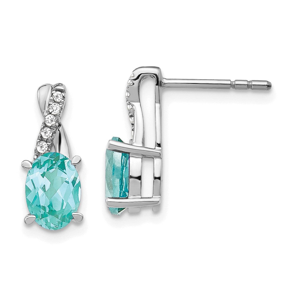 Pure Serenity 14K White Gold 1/20 Carat Lab Grown Diamond VS/SI+ G+ & Lab Created Paraiba Post Earrings