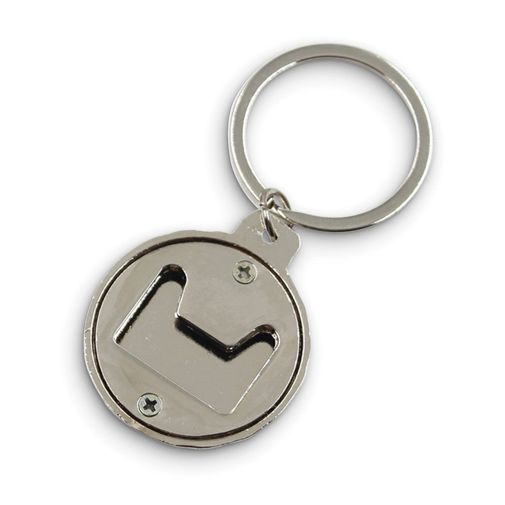 Silver-tone Polished Circle Bottle Opener Key Ring