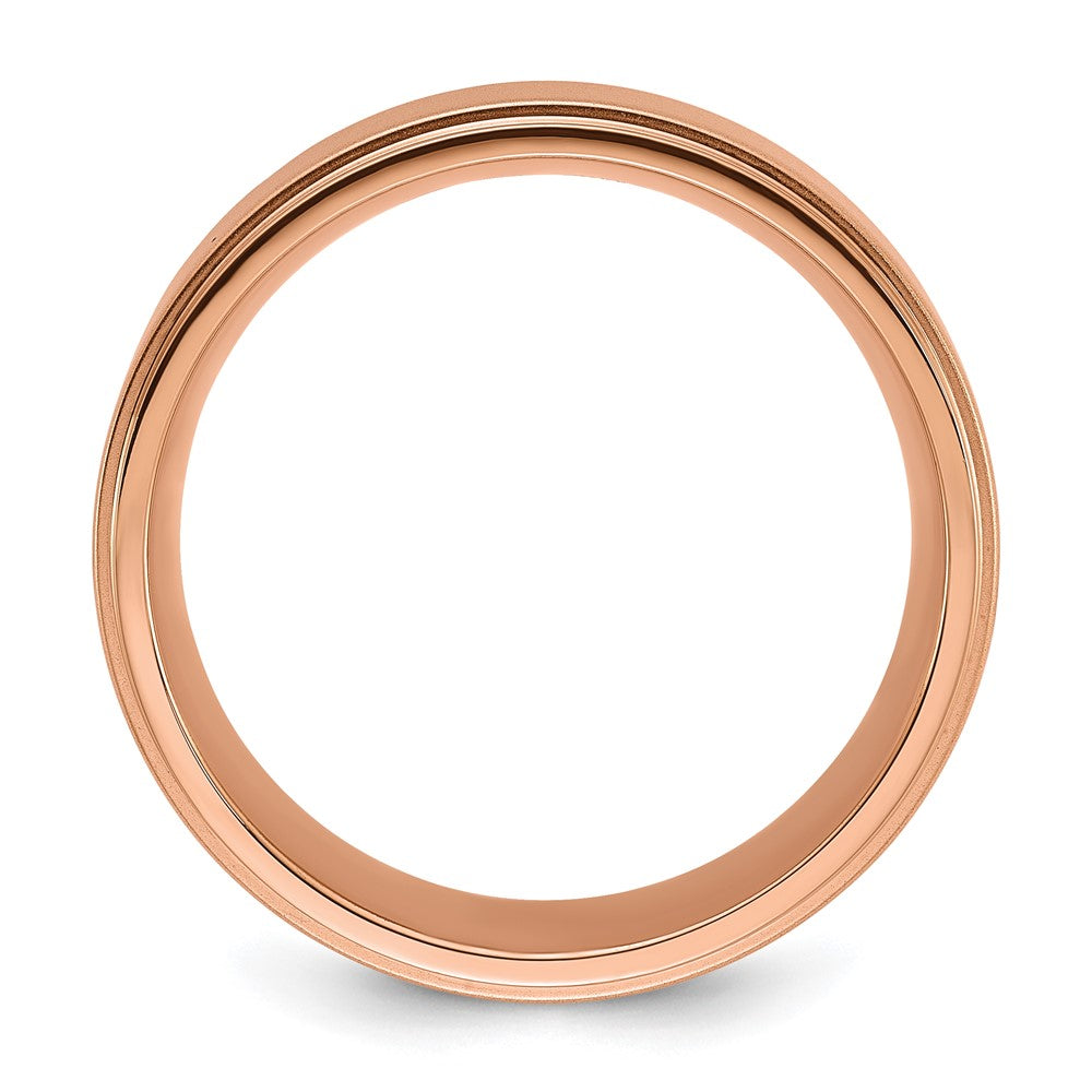 Chisel Stainless Steel Polished Rose IP-plated Brushed Center 8mm Band Size - 11