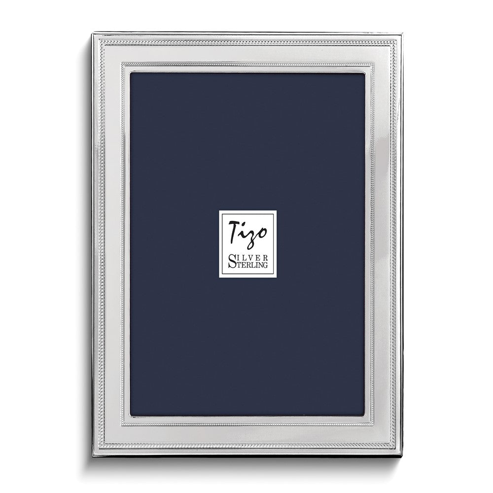Sterling Silver Tarnish Resistant Double Beaded 8x10 Photo Frame with Finished Wood Back
