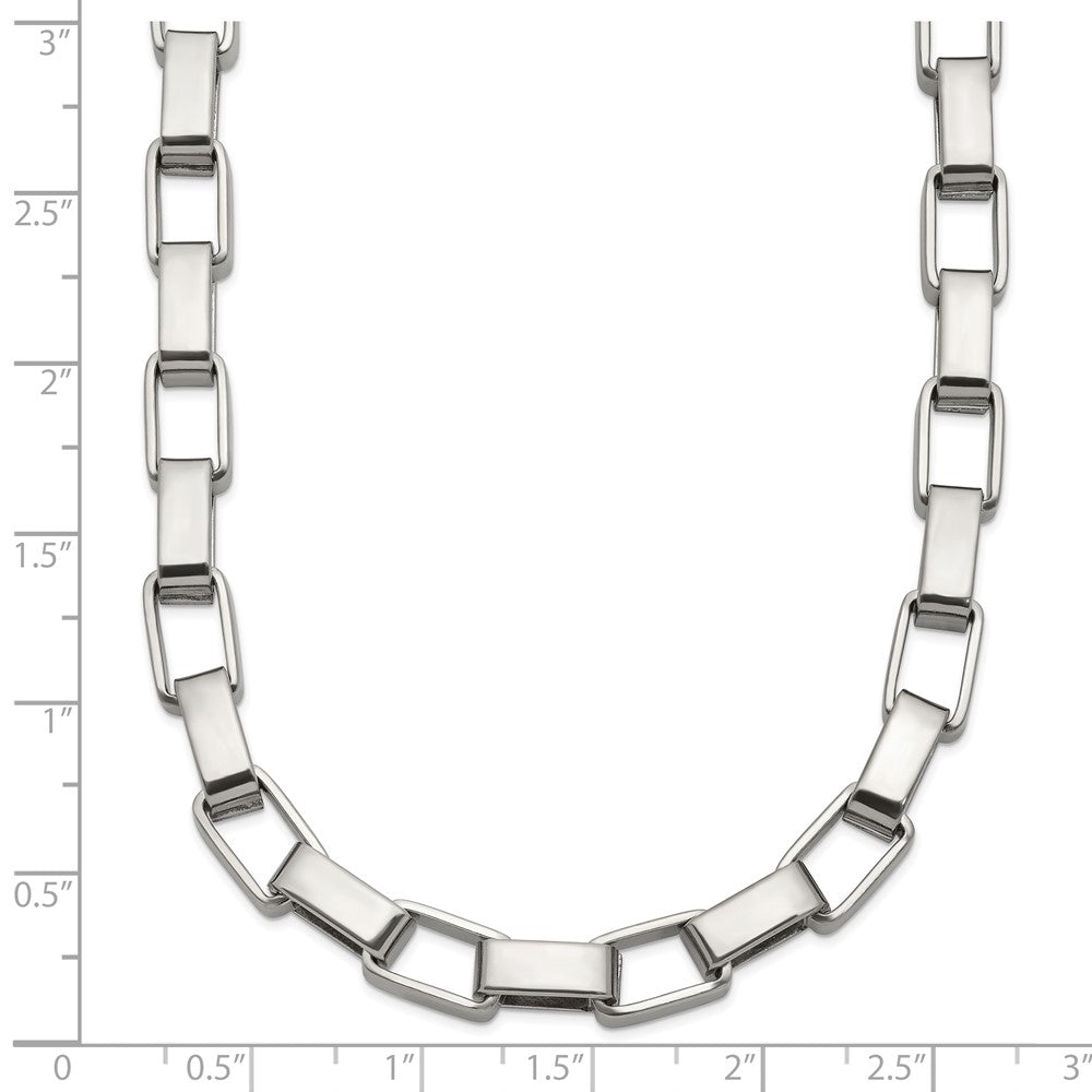 Stainless Steel Polished Square Link 22in Necklace