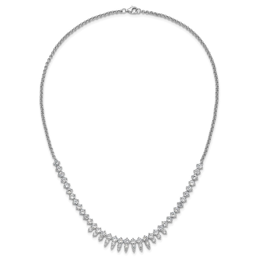 Cheryl M Sterling Silver Rhodium-plated Polished Fancy CZ Necklace 18 Inches