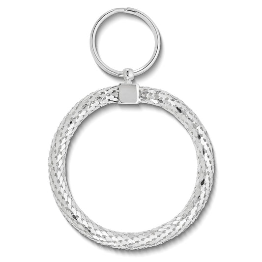 Large Round Silver-tone Mesh Keychain