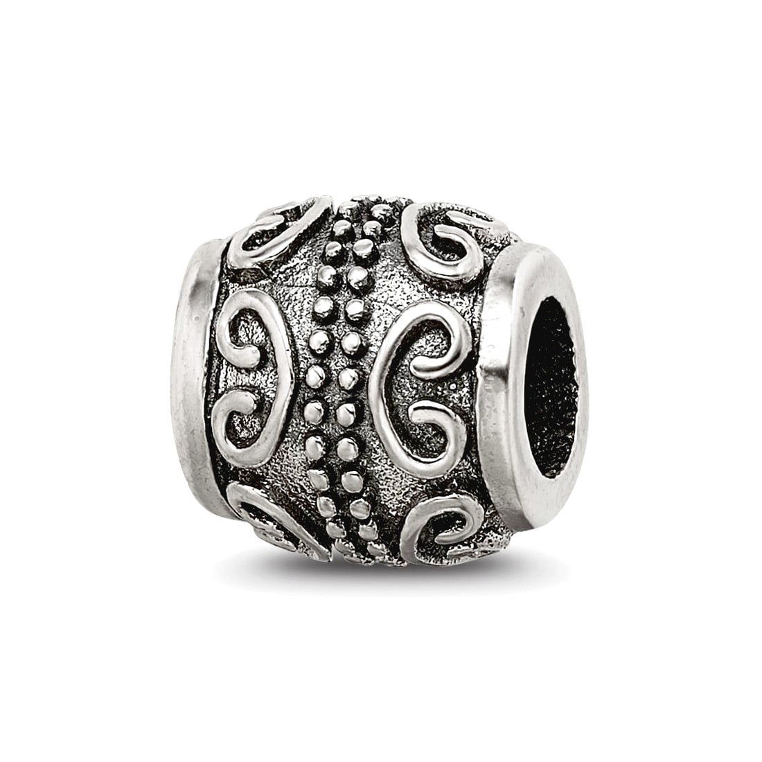 925 Sterling Silver Artisan Oxidized Reflections SimStars Scroll Bali Bead Charm 8.18x8.18mm Wide Pendant Necklace for W