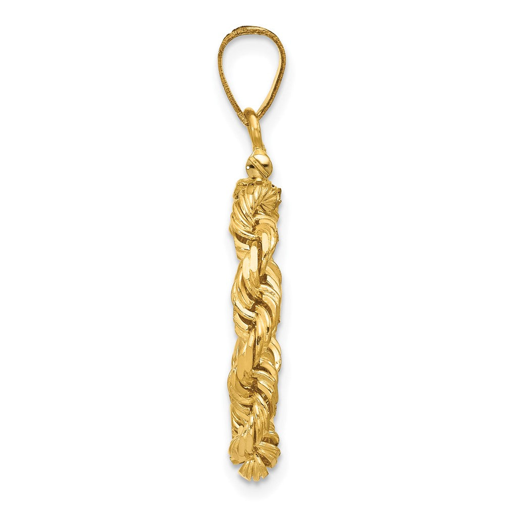 Wideband Distinguished Coin Jewelry 14k Polished Rope and Diamond-cut 15.0mm x 0.8mm Screw Top Coin Bezel Pendant