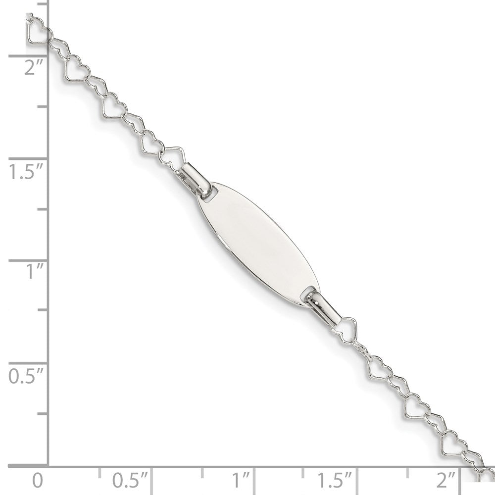 Sterling Silver Polished Engraveable Children's ID Heart Link Bracelet 5.5 inches