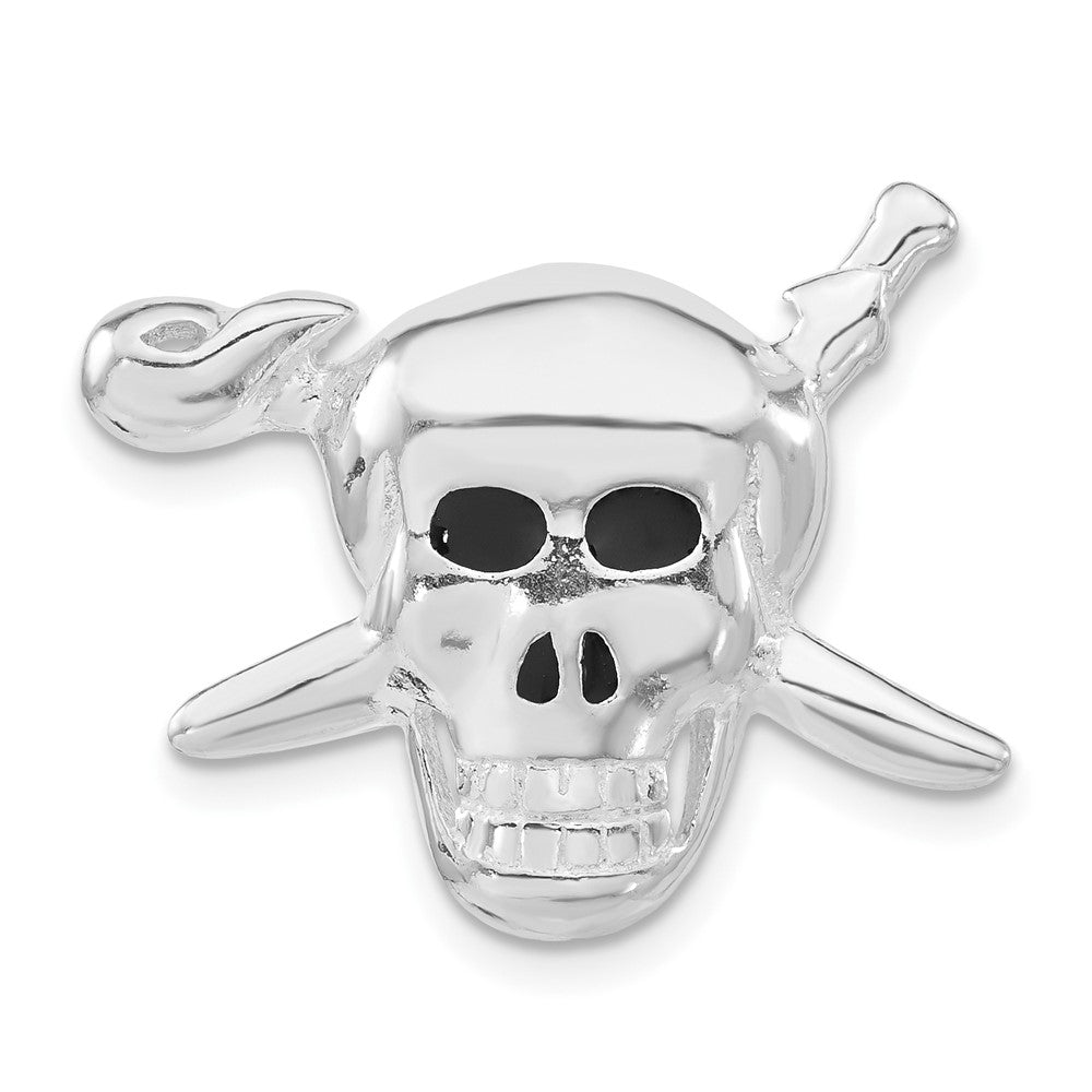 Sterling Silver Enameled Skull with Cross Bones Pendant