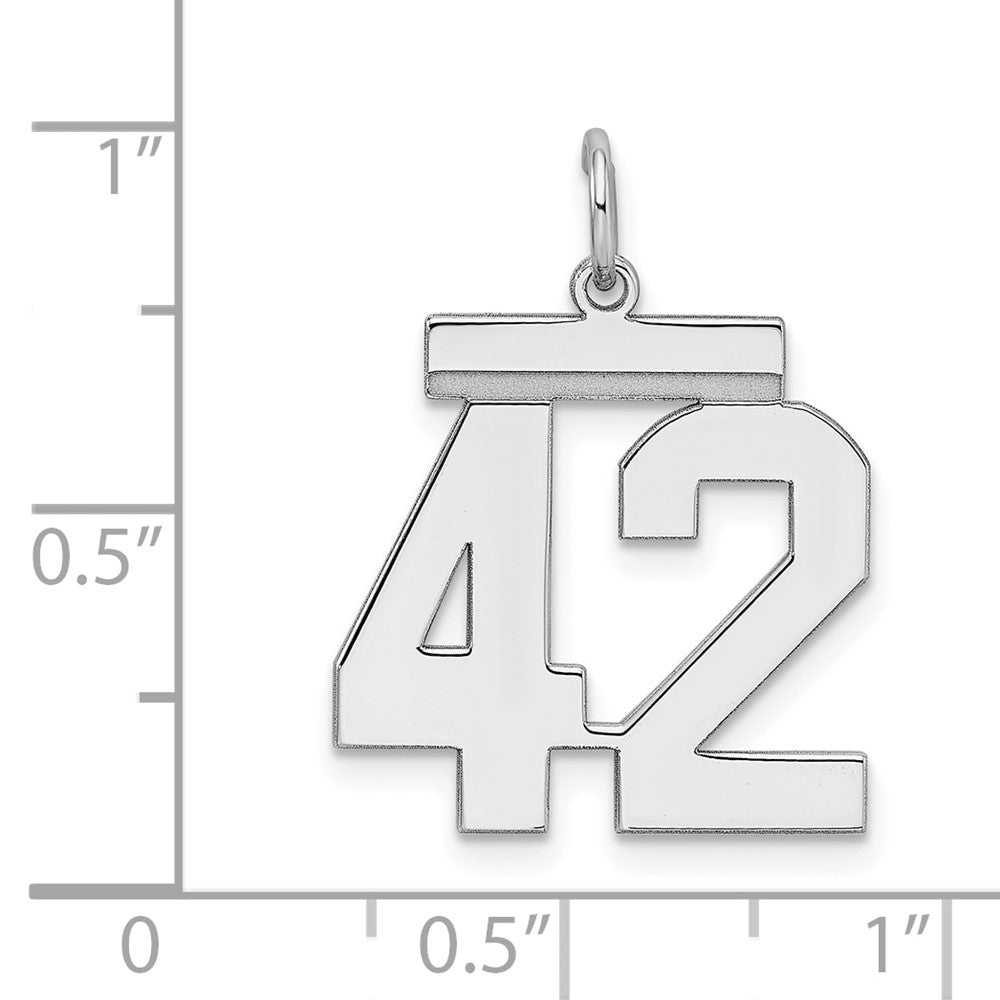 Sterling/Silver Rhodium-plated Polished Number 42 Charm