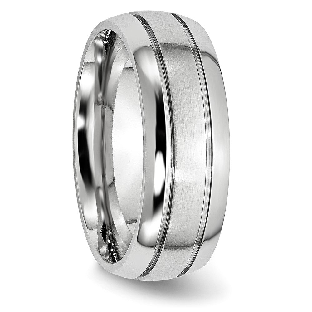 Cobalt Polished and Satin Grooved 8mm Band Size - 13