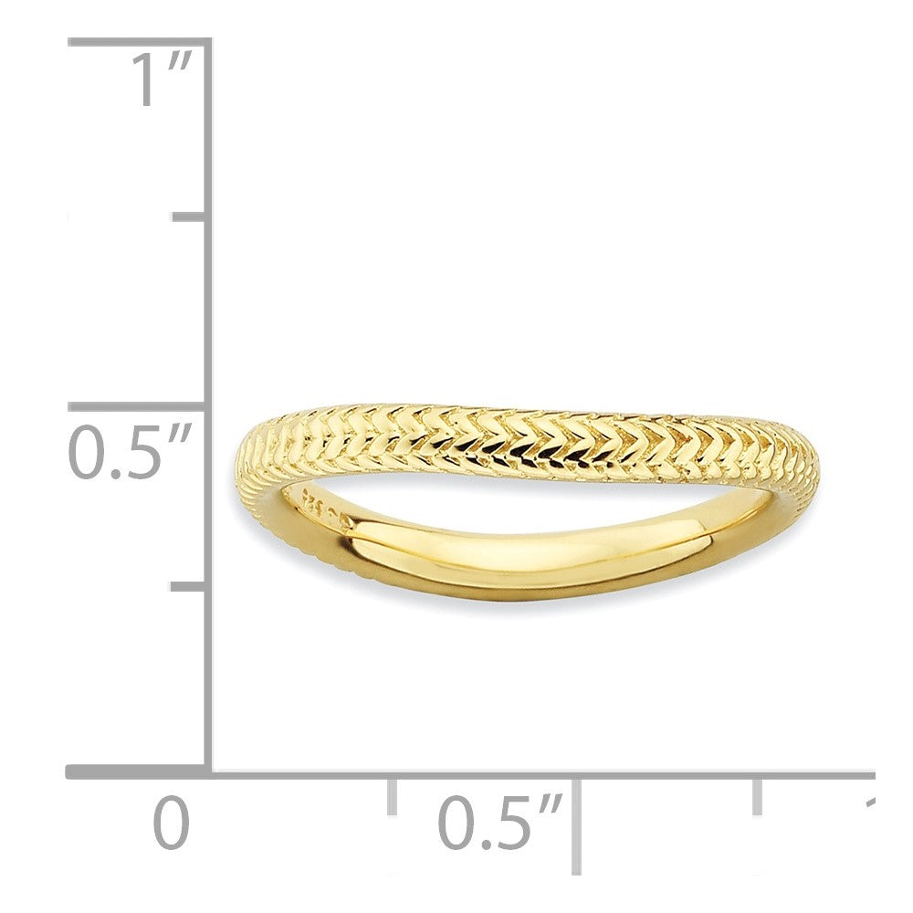 Sterling Silver Stackable Expressions Polished Gold-plate Wave Ring