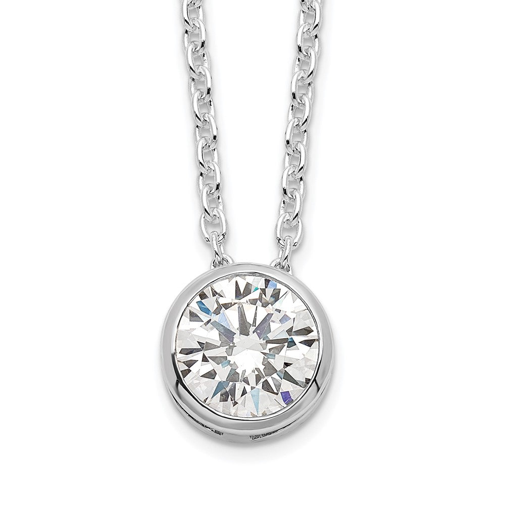 Sterling Silver Rhodium-plated 8mm Bezel CZ Necklace 18 Inches