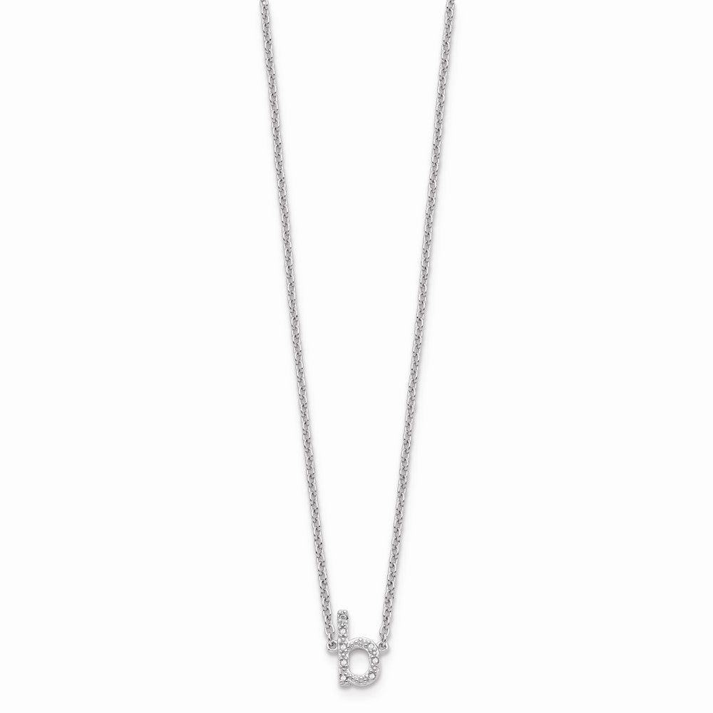 Sterling Silver Polished Diamond Initial 'b' 16 + 2 in ext Necklace