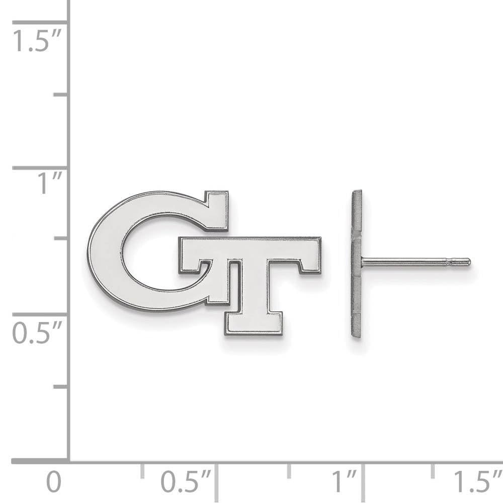 Sterling Silver Rhodium-plated LogoArt Georgia Institute of Technology G-T Small Post Earrings Q-SS061GT
