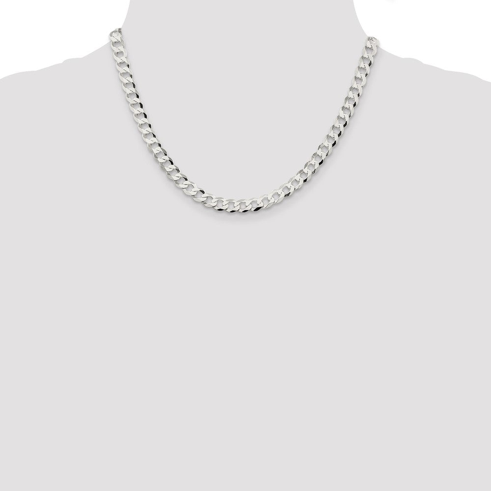 Sterling Silver 6.8mm Flat Curb Chain 18 Inches