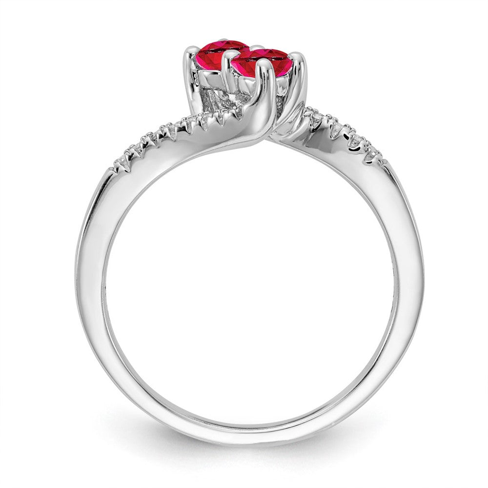 Sterling Silver CR Ruby & Diamond Ring