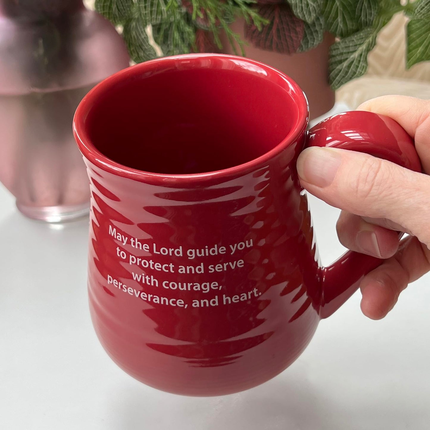 Mug-Pottery-Firefighter Prayer-Red