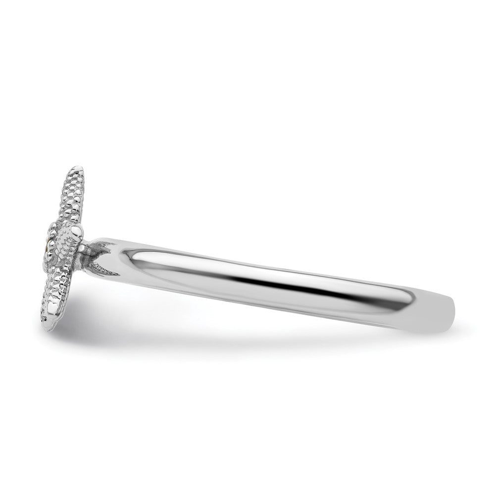 Sterling Silver Stackable Expressions Peridot Starfish Ring Size -8
